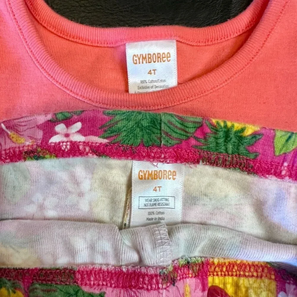 Gymboree 5-pc Tropical Set 4T GIRLS 2 Rompers, 1 Top, 1 shorts & Sandals Sz 10